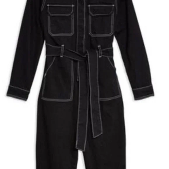 Topshop Black Denim Boiler Suit - Picture 3 of 4